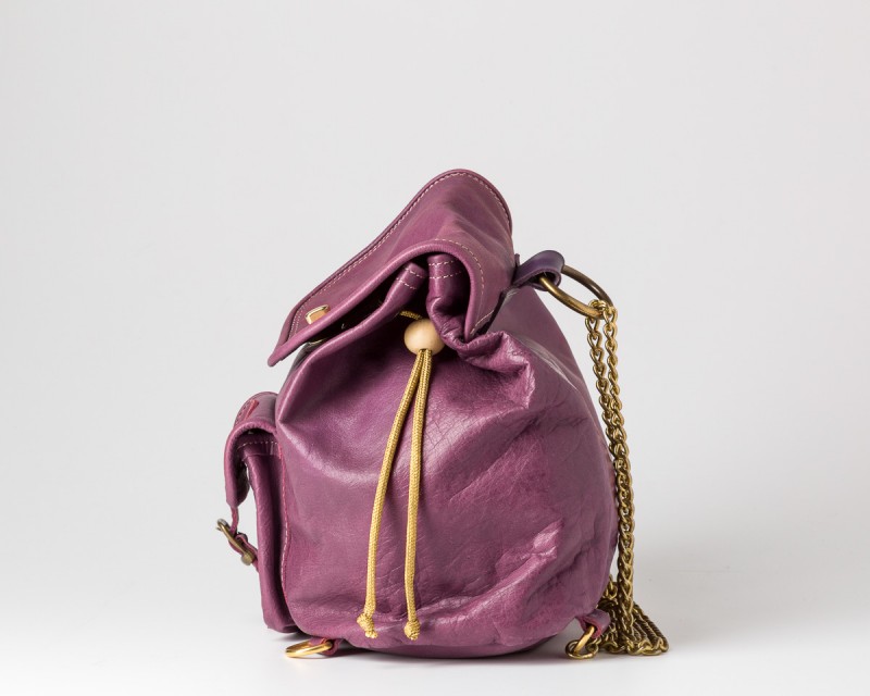 zaino_filo_di_cuoio_viola_easy_bag_fianco